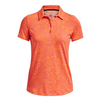 Under Armour Zinger Printed Dames Polo Pink Shock Orange Blast