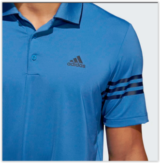 FJ9942-Adidas Ultimate 365 blocked Golf Poloshirt Blauw 3 Stripes