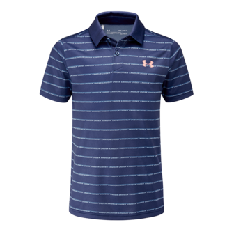 Under Armour Treadborne Stripe Junior Golf Polo Navy