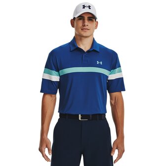 Under Armour T2G Blocked Heren Golfpolo Blue Mirage White Glacier Blue