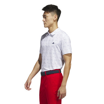 Heren Golfpolo Adidas Strip Zip Wit Navy