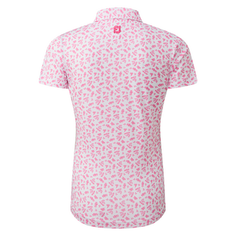 Footjoy Floral Print Dames Polo Wit Pink 