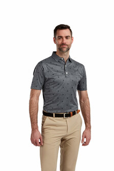 Footjoy Smooth Pique Tonal Print Polo Navy