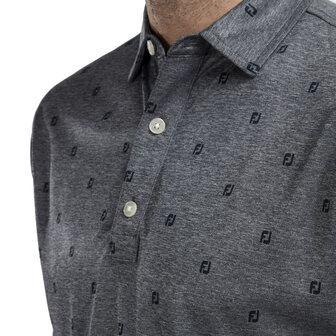 Footjoy Smooth Pique Tonal Print Polo Navy