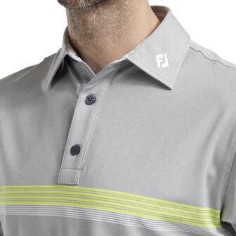 Footjoy Lisle Eng Band Grey Lime Polo