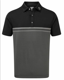 Footjoy Lisle Eng EOE Stripe Polo Black