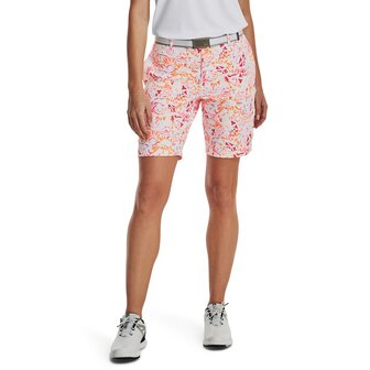 Under Armour Links Printed Dames Korte Broek White Orange Tropic 