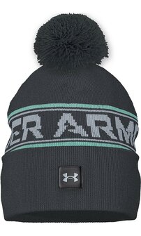 Under Armour Halftime Pom Beanie- Black Pitch Gray