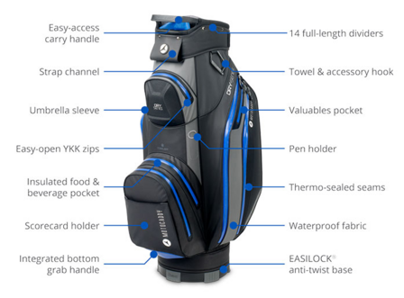 Motocaddy Cartbag Dry Series Zwart Blauw