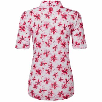 Dames Golfpolo Footjoy 1/2 Mouw Floral Red