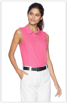 Greg Norman Pro Tek Pique &Auml;rmelloses Damen-Polo Fuchsia