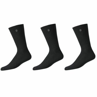 Footjoy ComfortSof Crew 3 paar heren golfsokken lang Zwart