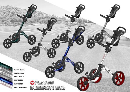 fastfold Mission 5.0, 3 wheel golf trolley, clicgear 5.0, 4.0, compact golf trolley, strong golf trolley, small golf trolley,.