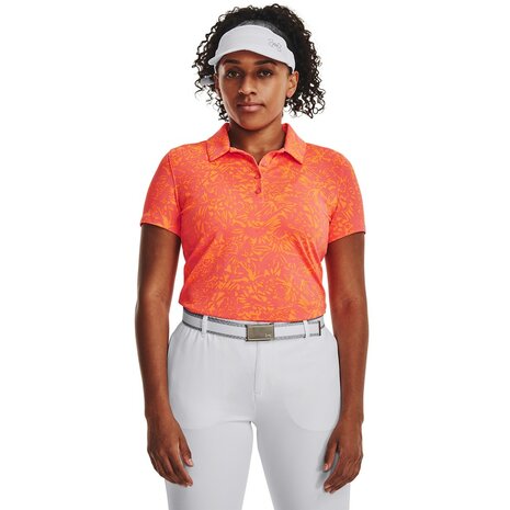 Under Armour Zinger Printed Dames Polo Pink Shock Orange Blast