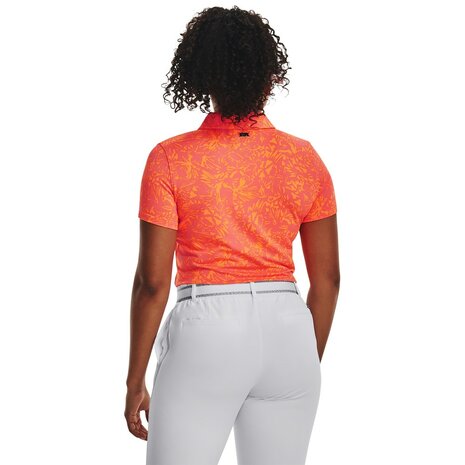 Under Armour Zinger Printed Dames Polo Pink Shock Orange Blast