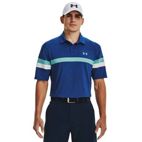 Under Armour T2G Blocked Heren Golfpolo Blue Mirage White Glacier Blue