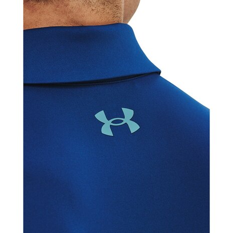 Under Armour T2G Blocked Heren Golfpolo Blue Mirage White Glacier Blue