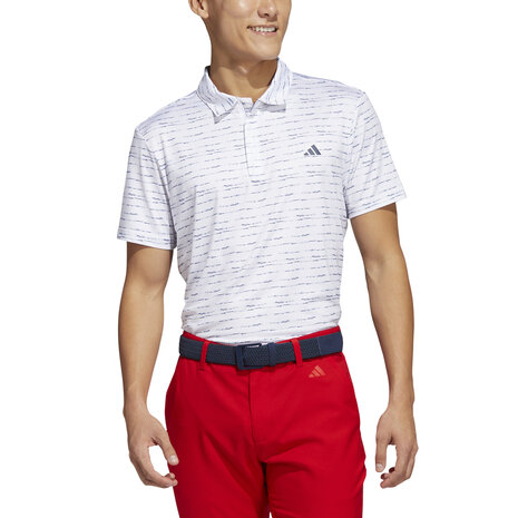 Heren Golfpolo Adidas Strip Zip Wit Navy