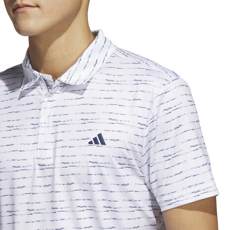 Heren Golfpolo Adidas Strip Zip Wit Navy