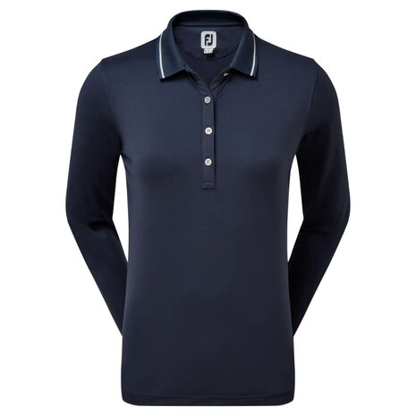 Footjoy Dames Thermal Jersey Lange Mouw Polo Navy