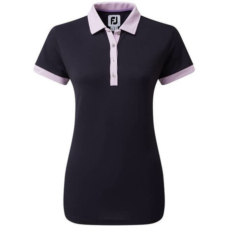 Dames Golfpolo Footjoy Colour Block Navy Lila