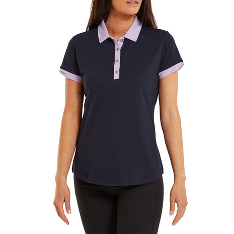 Dames Golfpolo Footjoy Colour Block Navy Lila