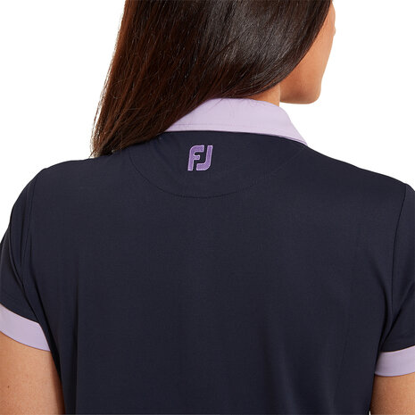 Dames Golfpolo Footjoy Colour Block Navy Lila