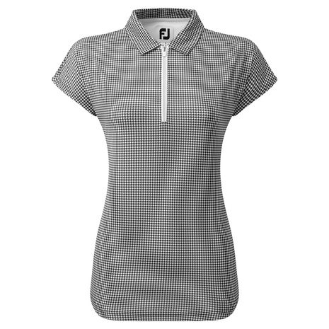 Footjoy Houndstooth Print Dames Polo Zwart