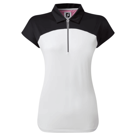 Dames Golf Polo Footjoy Cap Sleeve Bloc Nayy Wit 