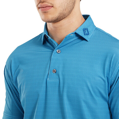 Golfpolo Heren Footjoy Octagon Print Lisle Blue Sky