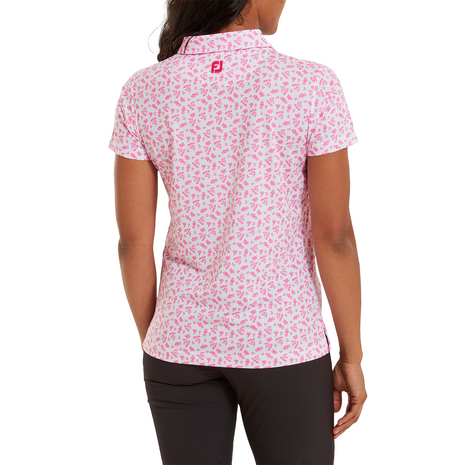 Footjoy Floral Print Dames Polo Wit Pink 