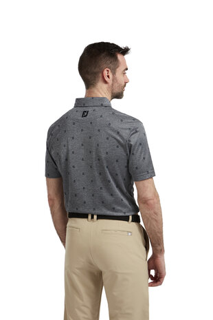 Footjoy Smooth Pique Tonal Print Polo Navy