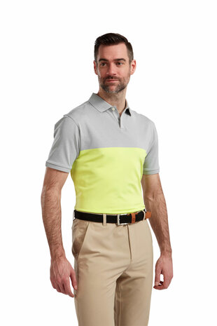 Footjoy Lisle Block Grey Lime Polo