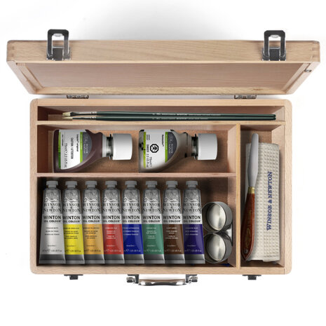 Winsor&Newton Acrylic Woodbox Verfset 8x370ML - 16-Delig