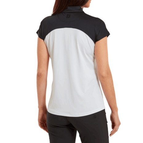 Dames Golf Polo Footjoy Cap Sleeve Bloc Nayy Wit 