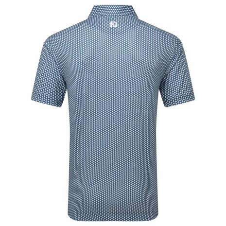 Footjoy Houndstooth Geo Lisle Heren Golfpolo Dark Denim