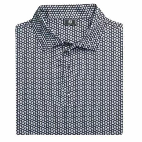 Footjoy Houndstooth Geo Lisle Heren Golfpolo Dark Denim