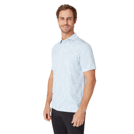 Callaway Warped Gingham Print Polo Heren Bright White