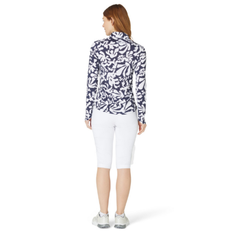 Abstract Floral Pullover Dames Peacoat/Wit