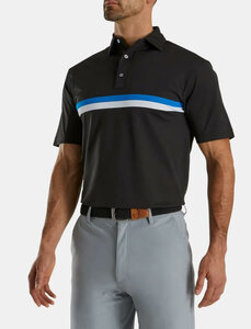 Footjoy Stretch Pique Polo Zwart Blauw Wit Maat S