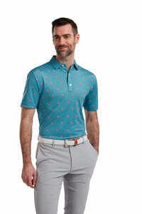 Footjoy Lisle Cocktail Print Polo Blue