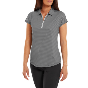 Footjoy Houndstooth Print Dames Polo Zwart