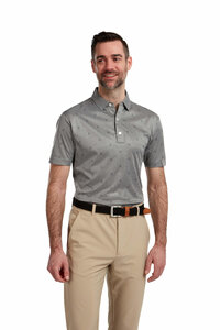 Footjoy Smooth Pique Tonal Print Polo Grey