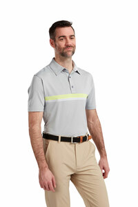 Footjoy Lisle Eng Band Grey Lime Polo